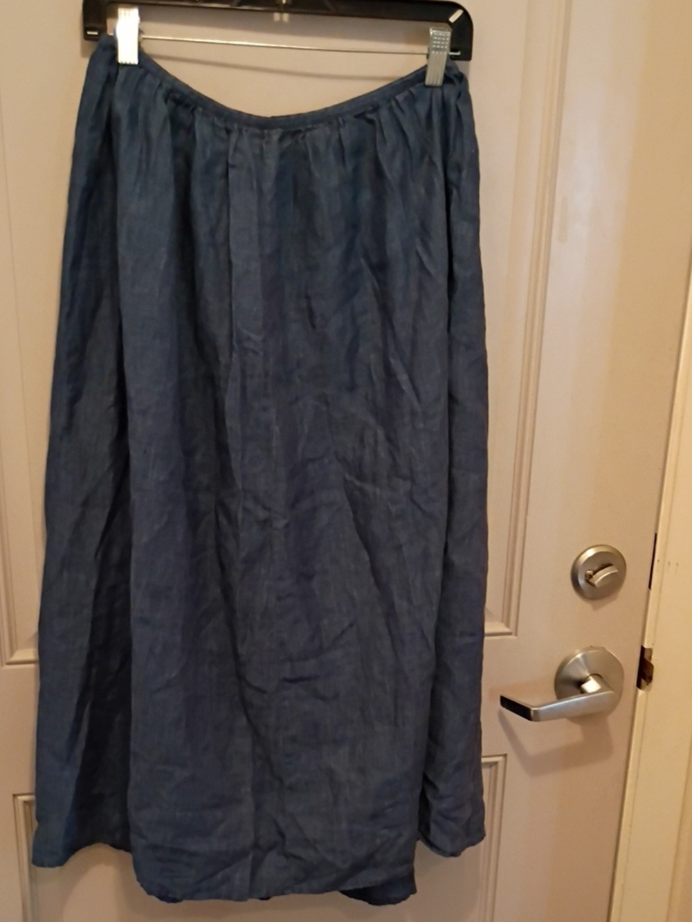 Eddie Bauer Women's Blue 100%Linen Midi Skirt Size 8Petite
